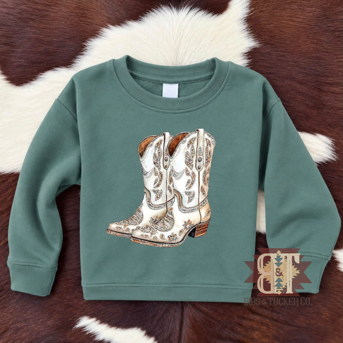 *Sequin Boots Sweatshirt