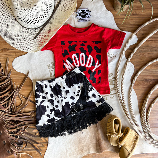 Cowprint N Fringe Skirt