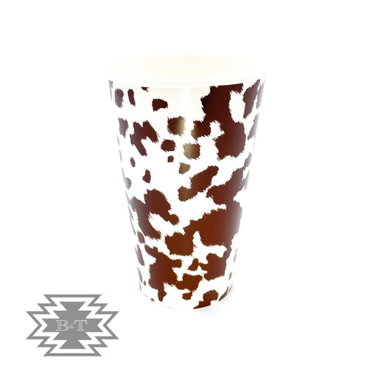 Brown Cowhide Cups (Set Of 8)